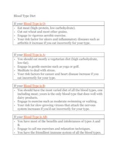 Blood Type Diet Chart 10