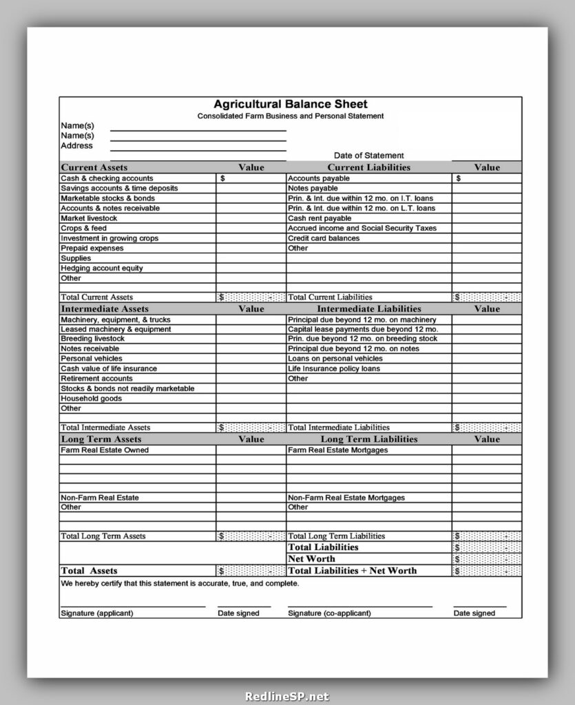Agricultural Balance Sheet 37