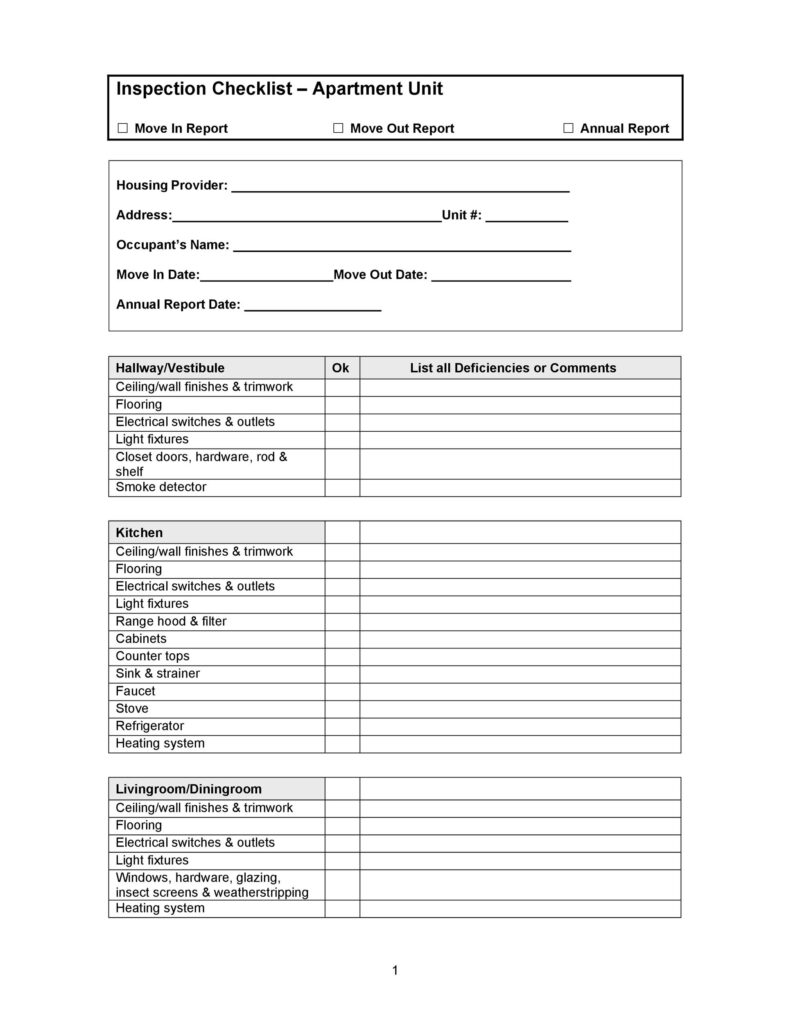 Apartment Checklist Template 01