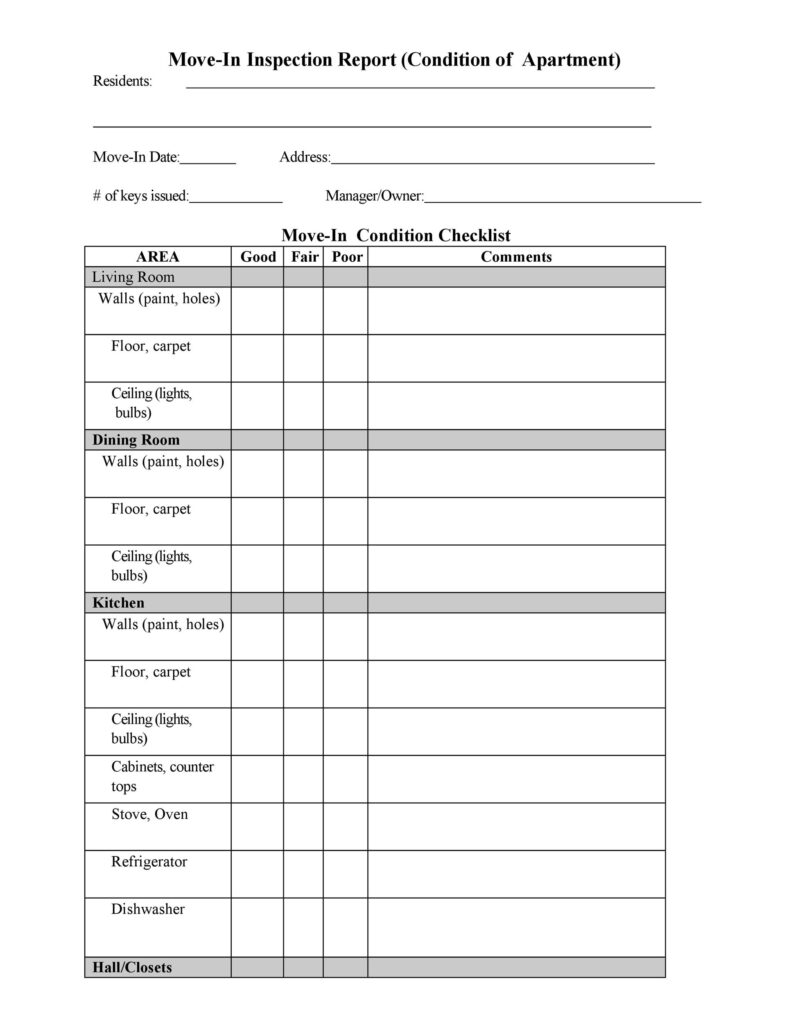 Apartment Checklist Template 06