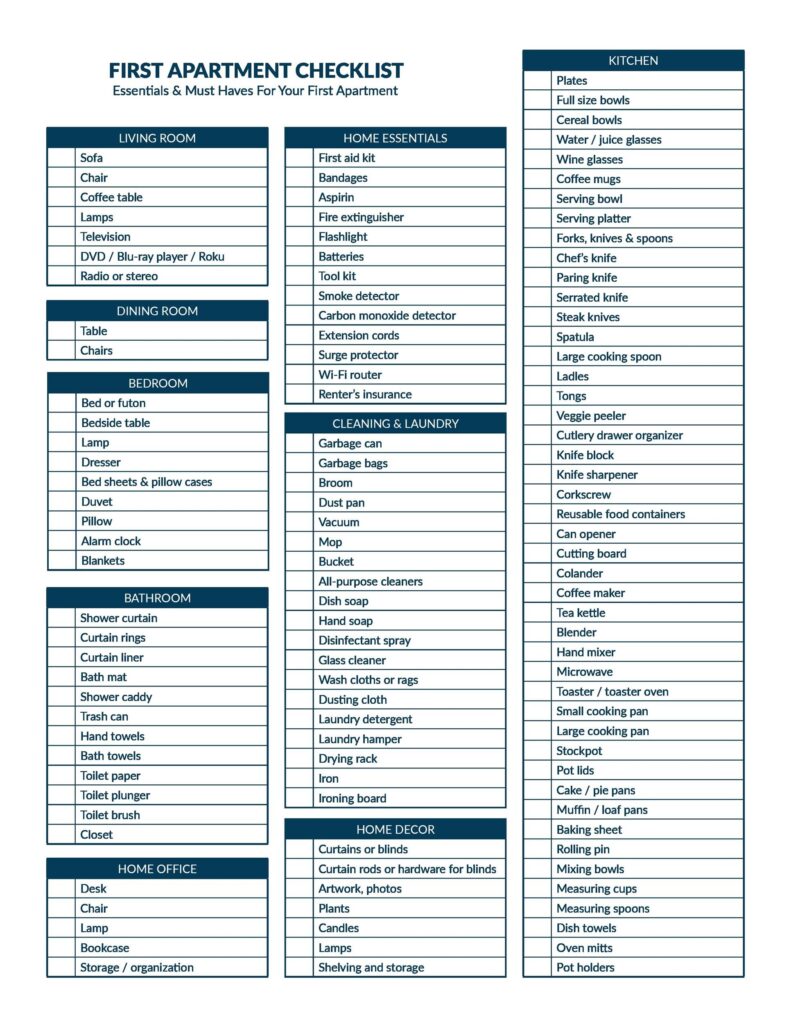 Apartment Checklist Template 34 1