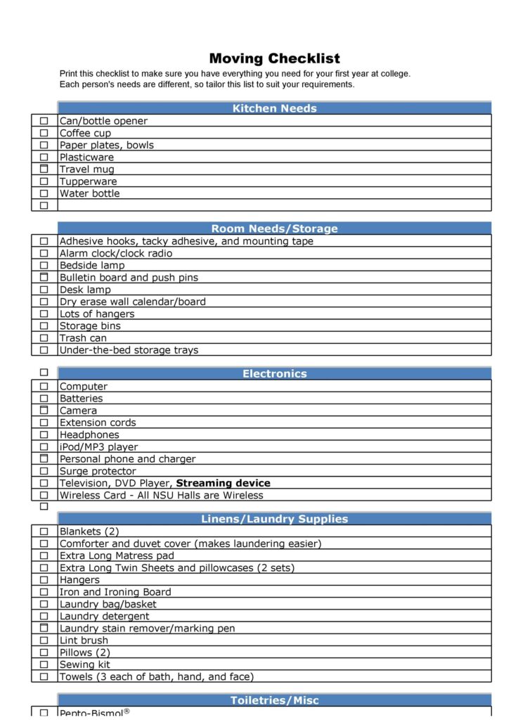 Apartment Checklist Template 36