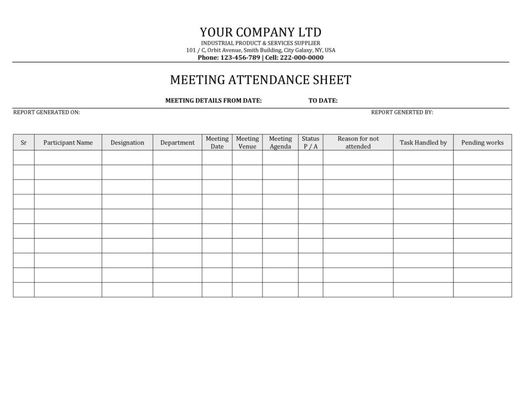 Attendance Sheet Excel