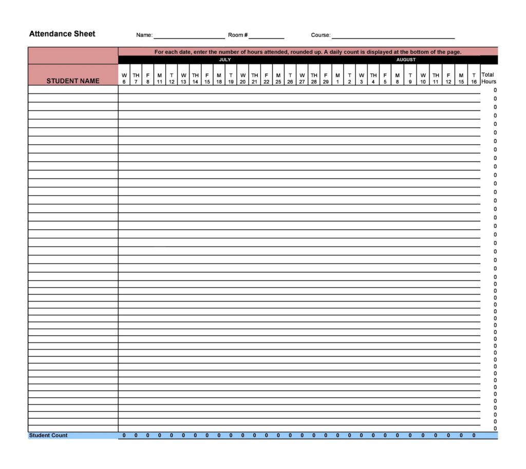 Attendance Sheet Excel