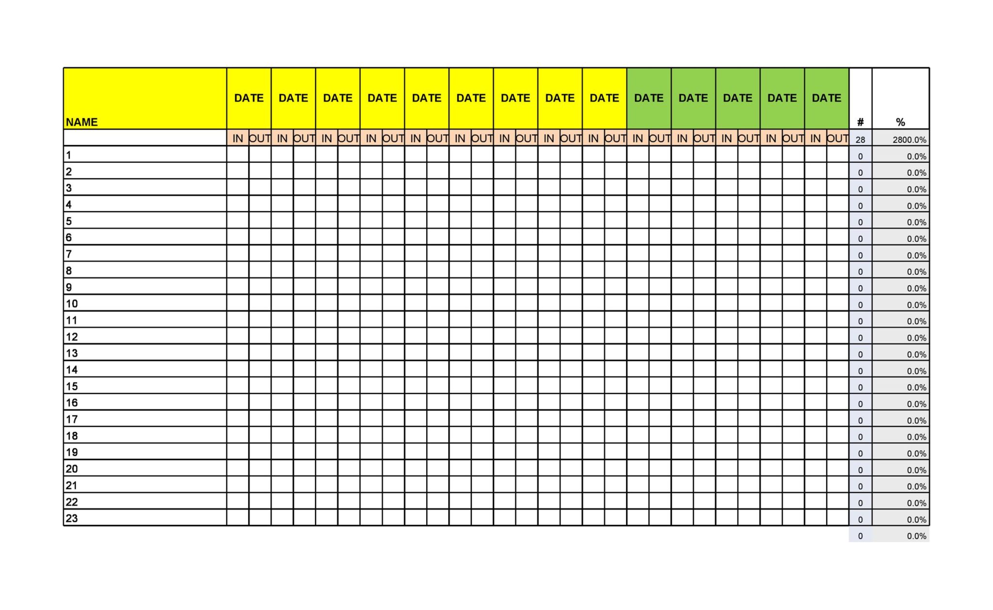 Attendance Sheet Excel Template 50 Free Example RedlineSP