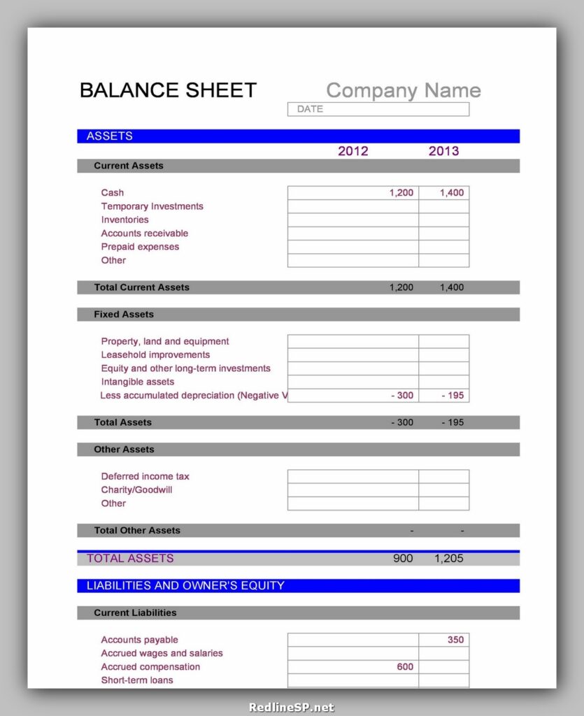 Balance Sheet Template 13