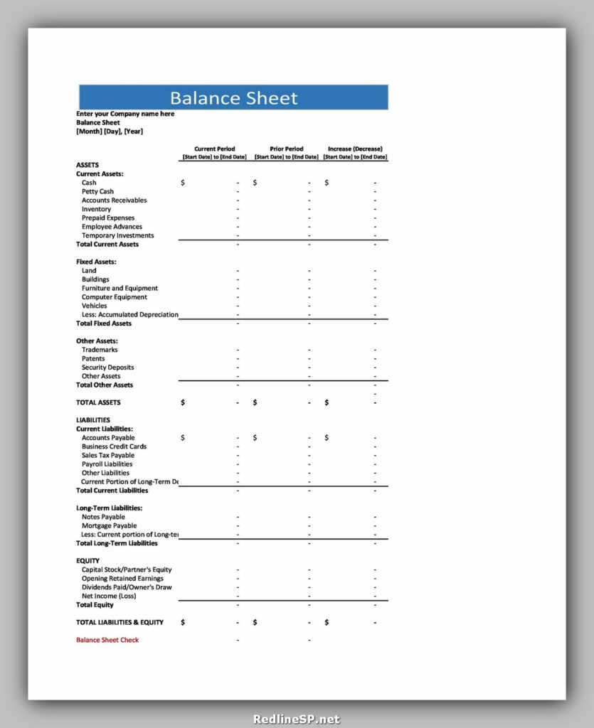 Balance Sheet Template 16