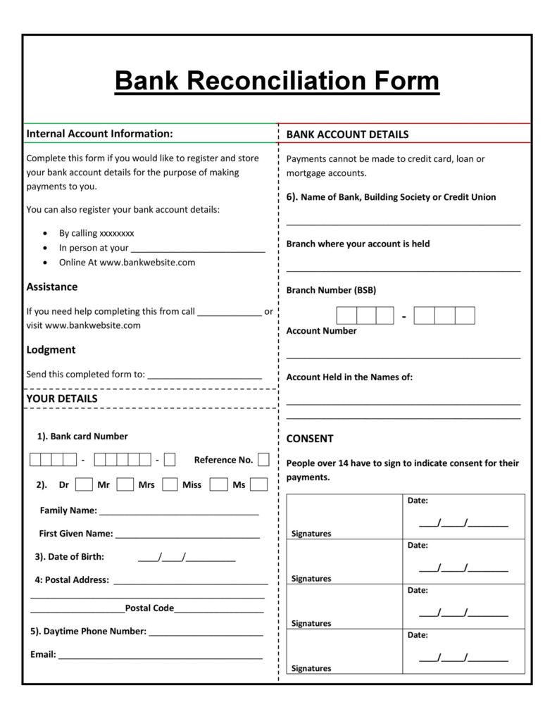 Bank Reconciliation Form 39