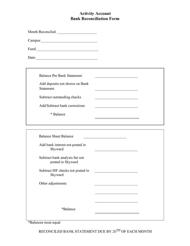 Bank Reconciliation Form 44