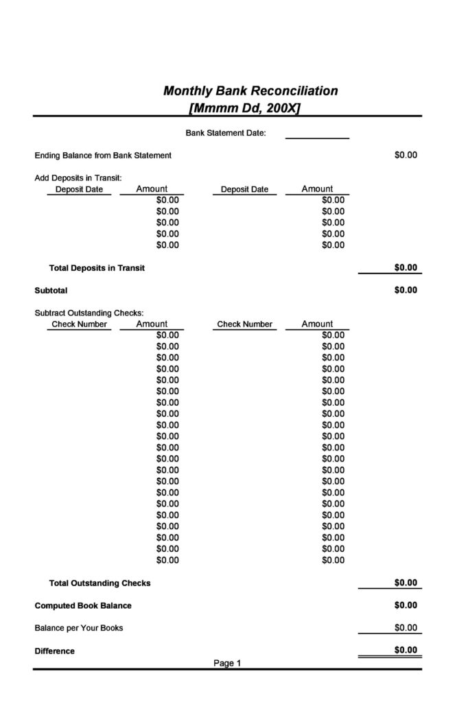 Bank Reconciliation Template 05