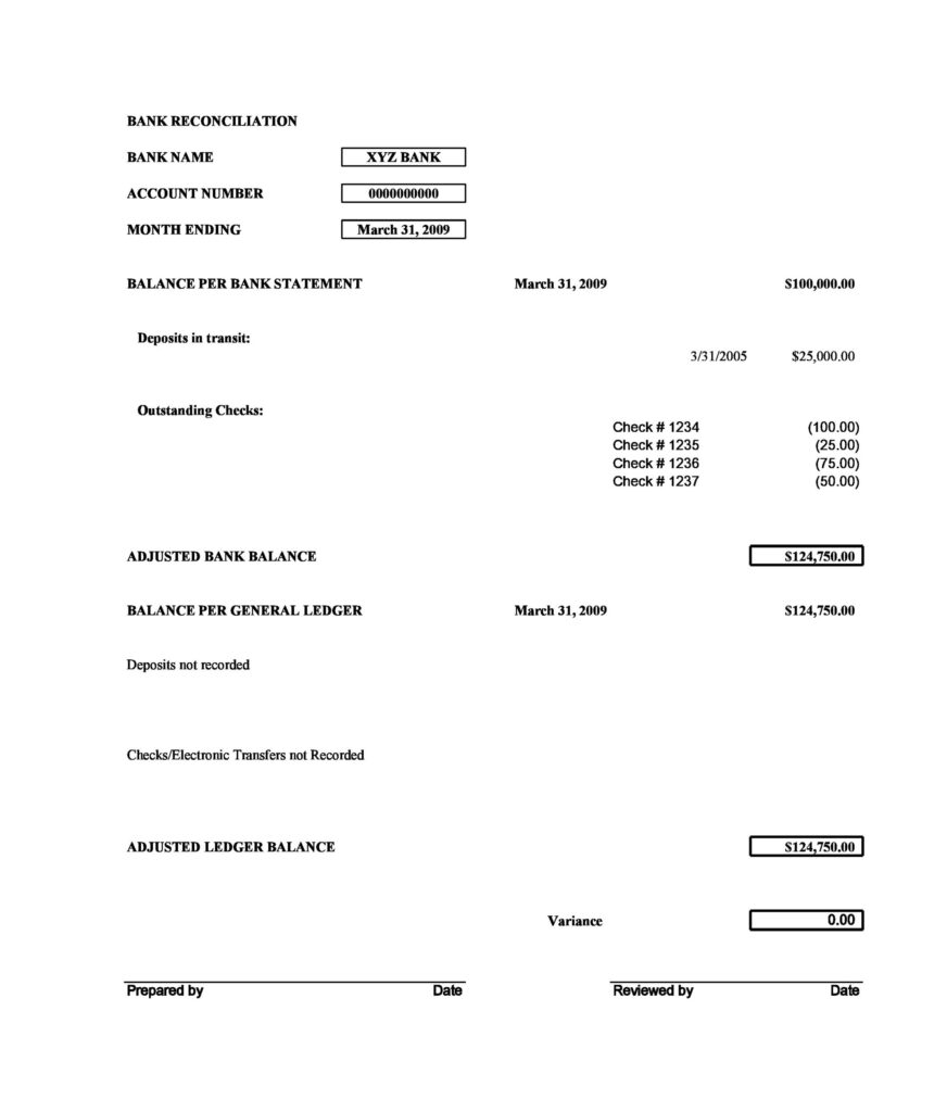 Bank Reconciliation Template 07