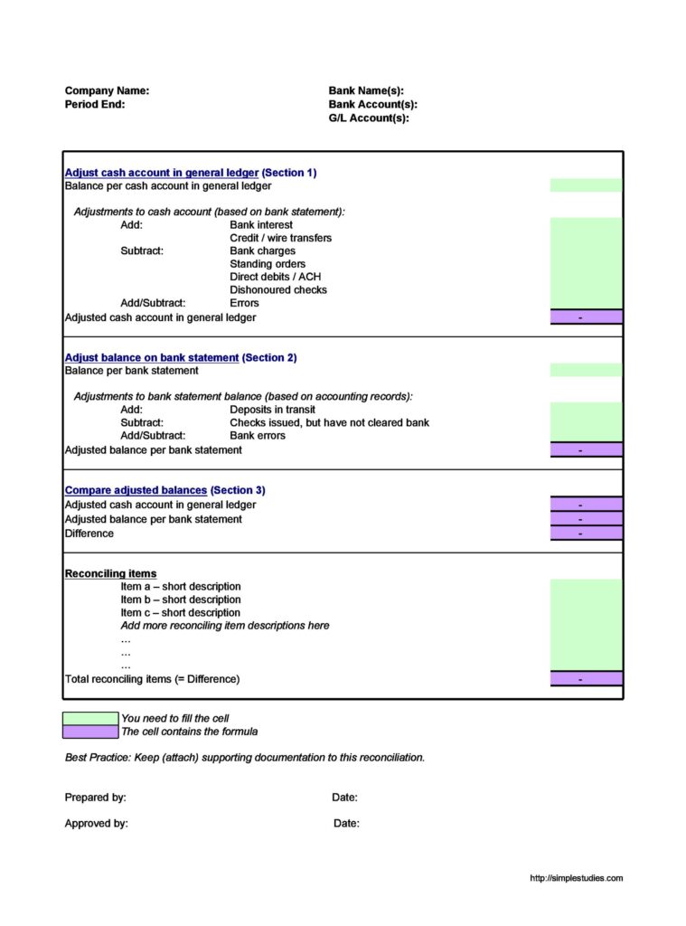 Bank Reconciliation Template 08