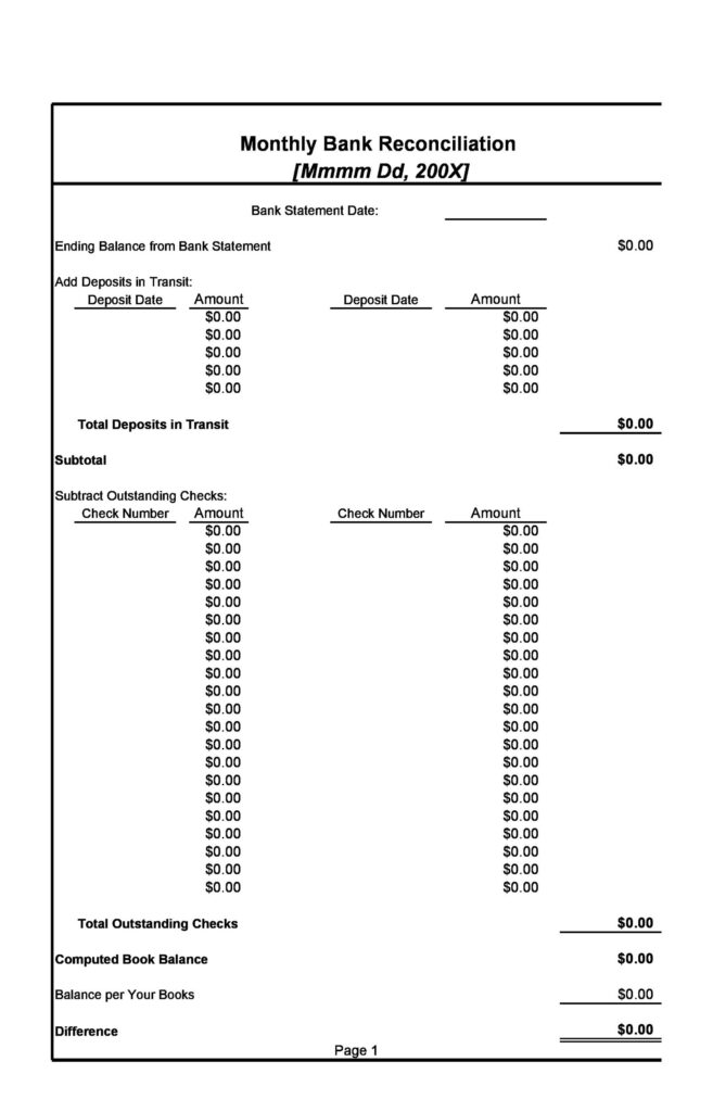 Bank Reconciliation Template 15
