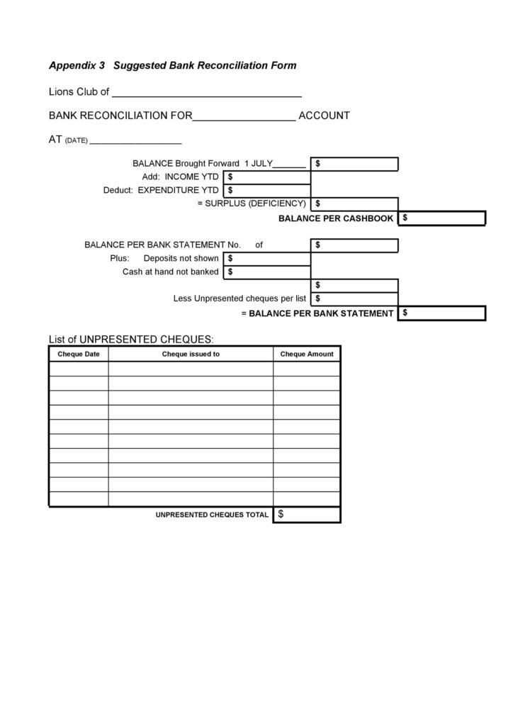 Bank Reconciliation Template 37