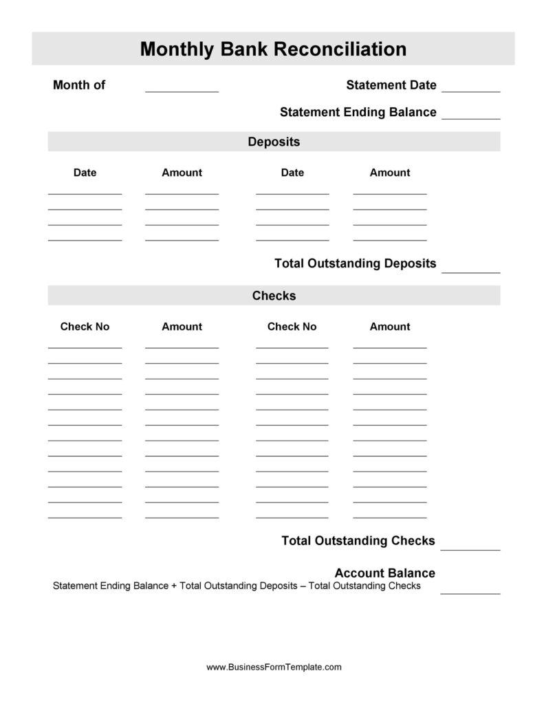 Bank Reconciliation Template 40