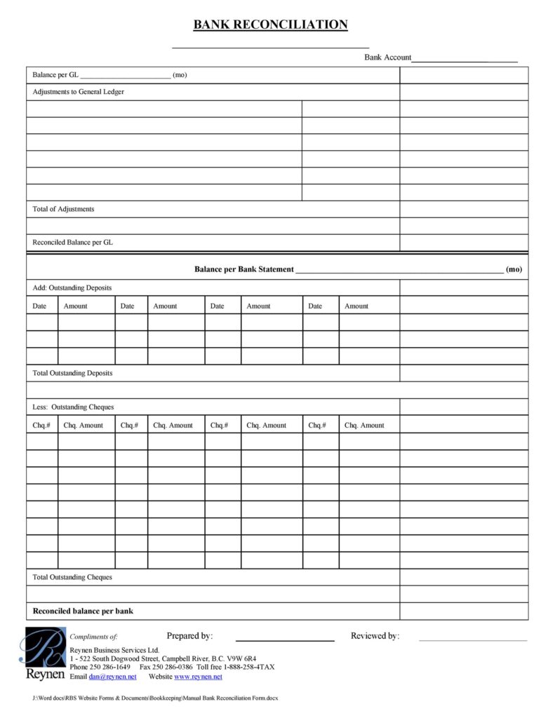 Bank Reconciliation Template 42