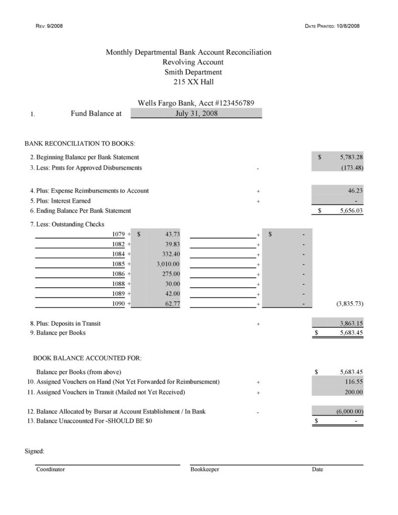 Bank Reconciliation Template 46