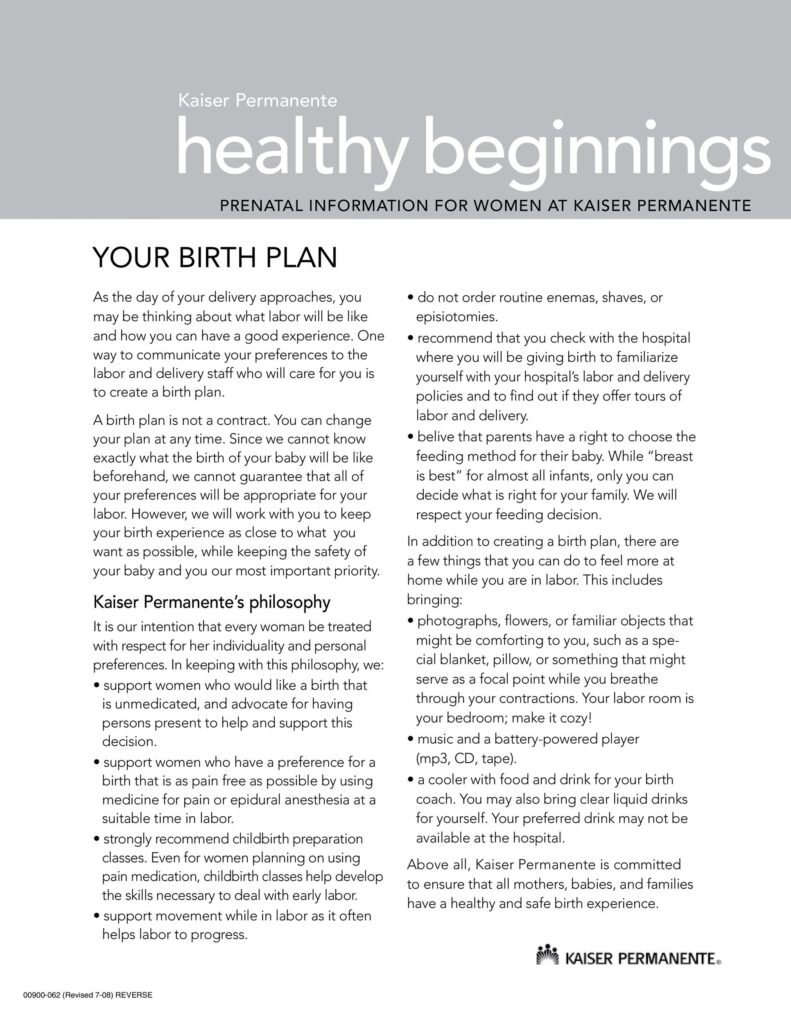 Birth Plan 20