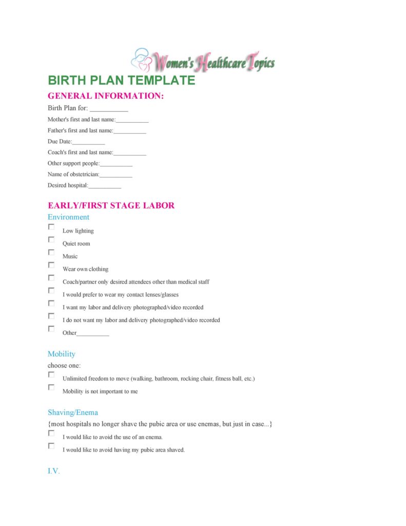 Birth Plan Checklist 46