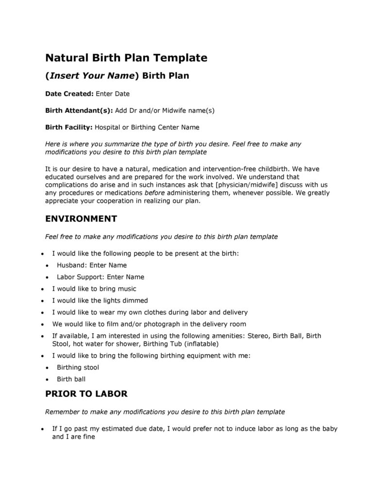 Birth Plan Printable 44