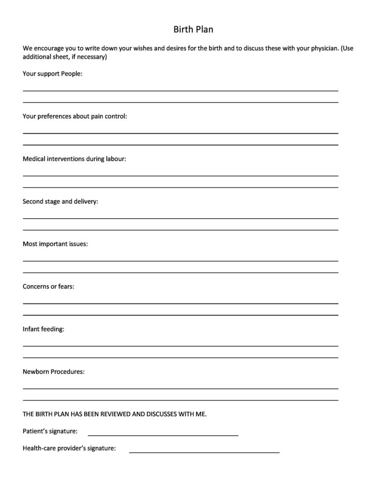 Birth Plan Template 22