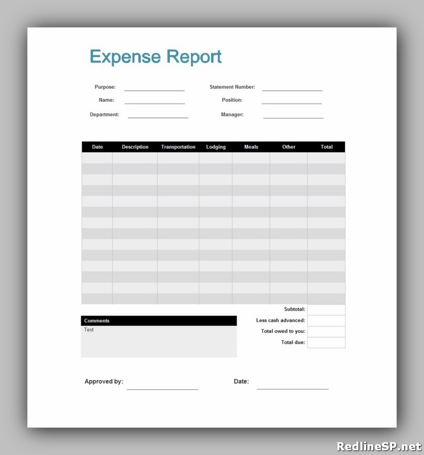 Blank Expense Report Forms