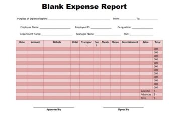 Blank Expense Report Images