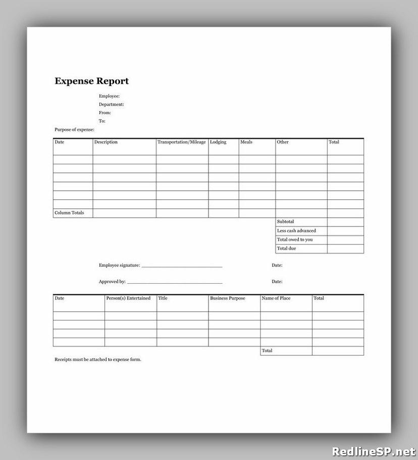 Blank Expense Report Template