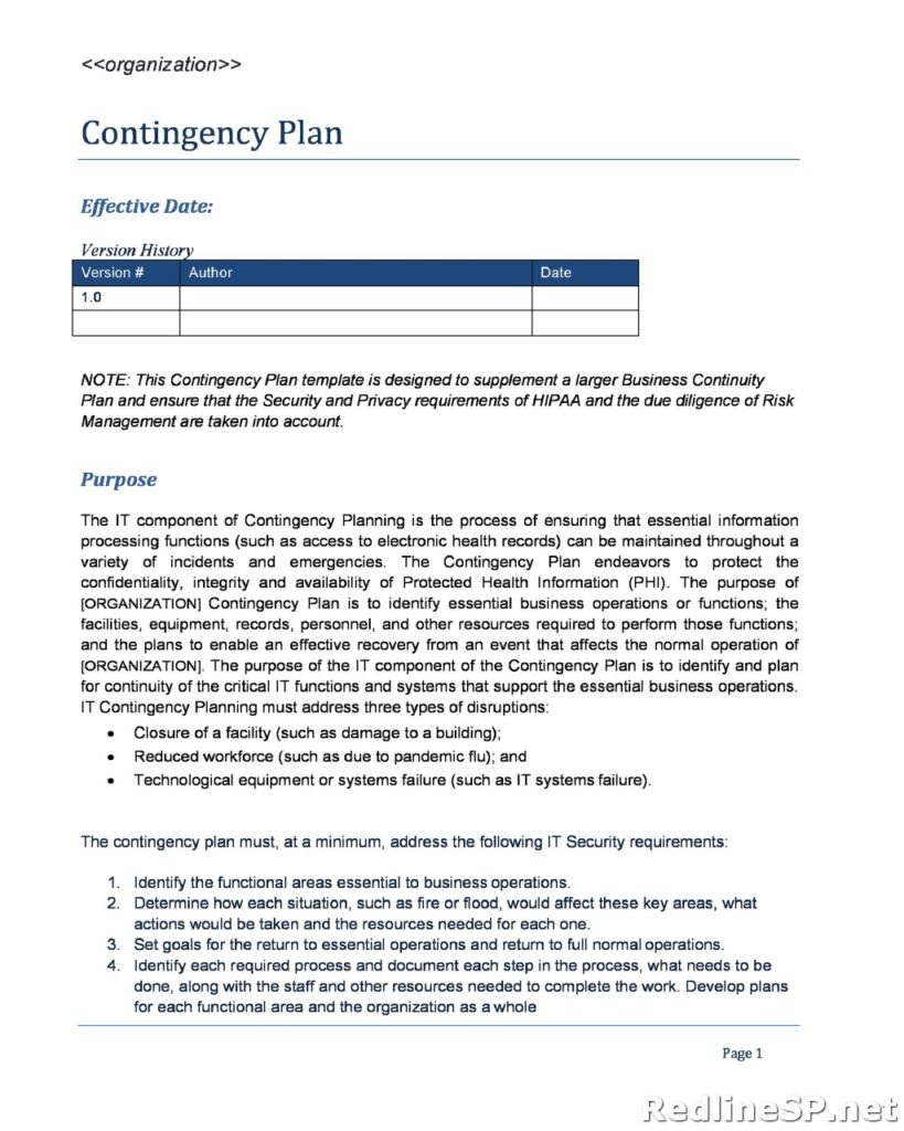 Contingency Plan Template 04