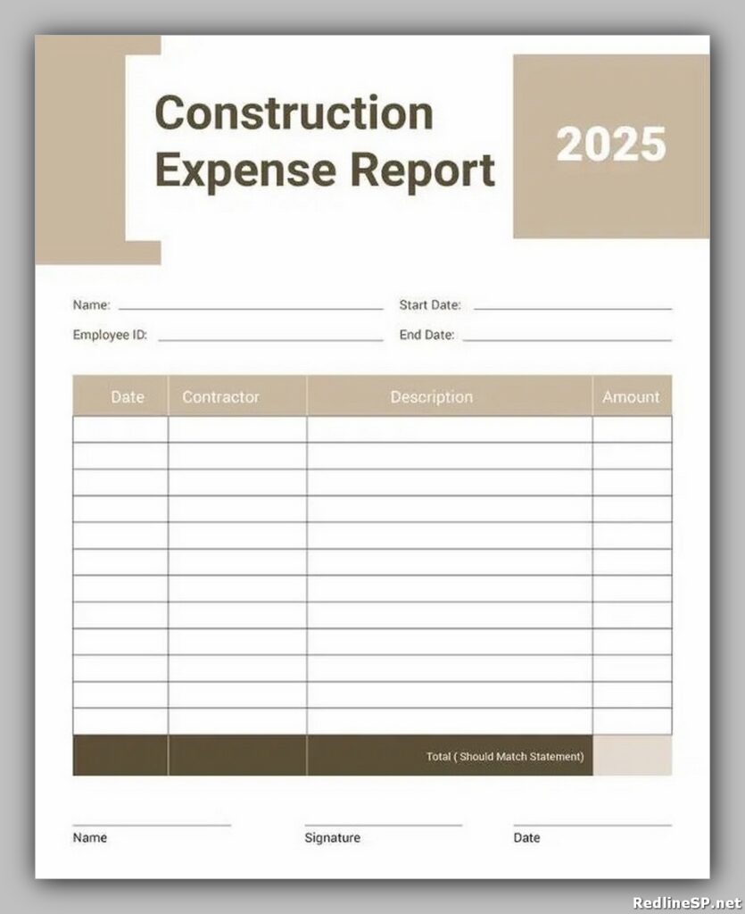 Contractor Expense Report Template Contractor Expense Report Template