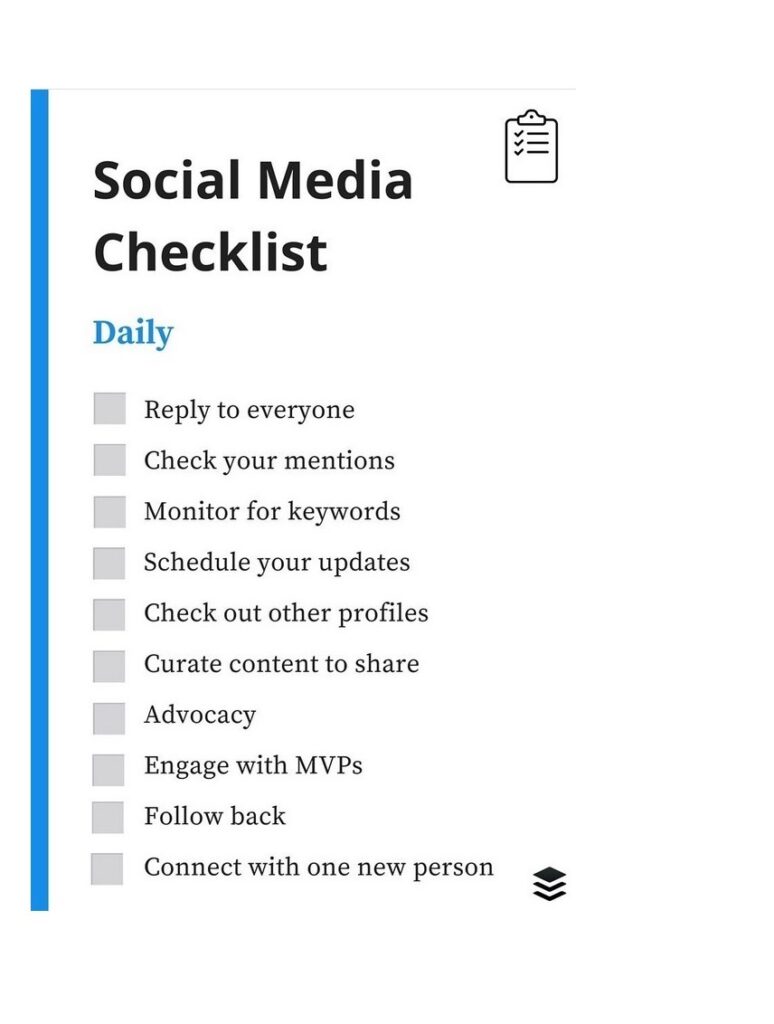 Daily Social Media Checklist