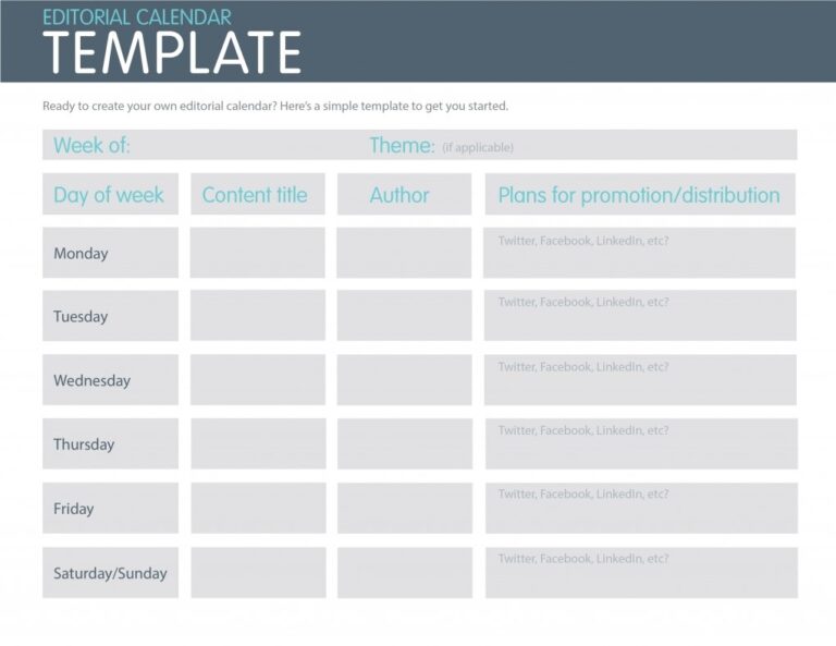 6 best printable social media calendar template