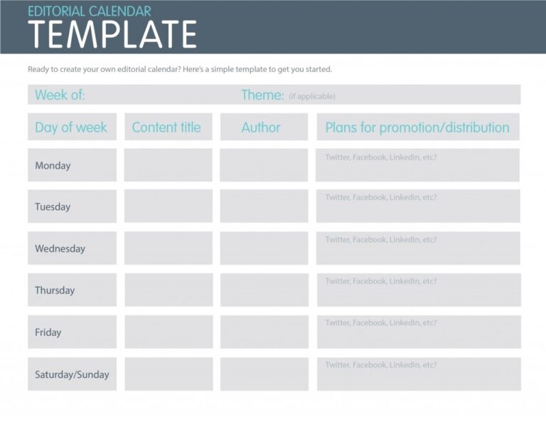 6 Printable Social Media Calendar Template RedlineSP