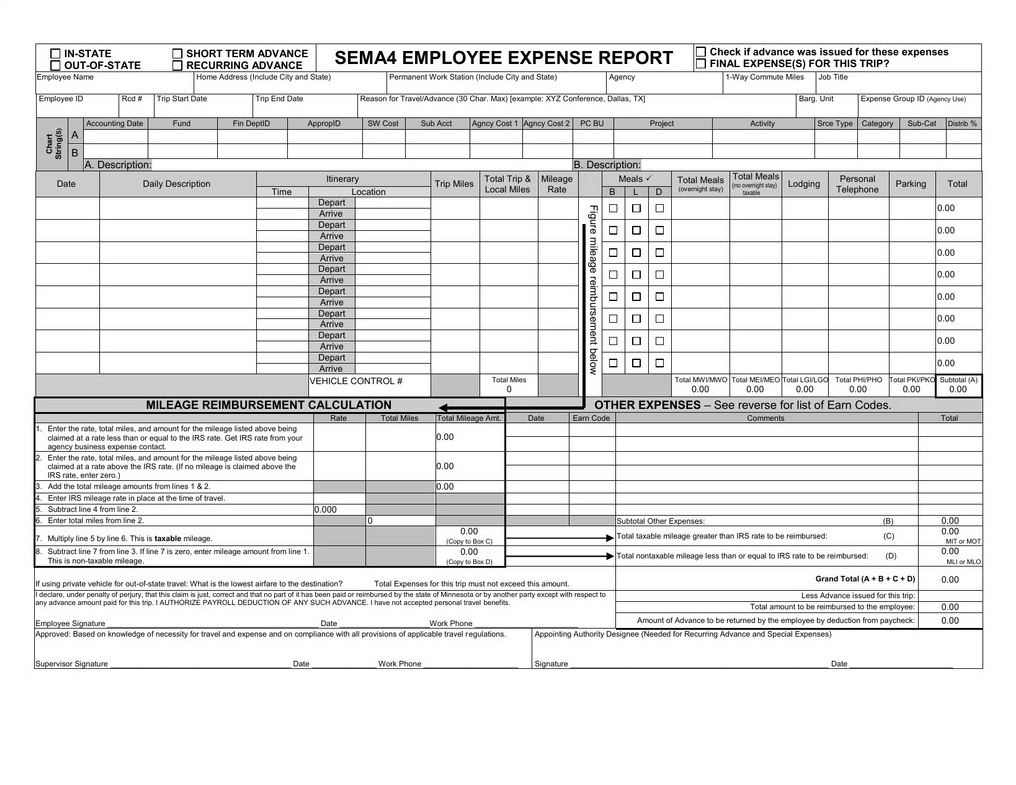 Employee Expense Report Form