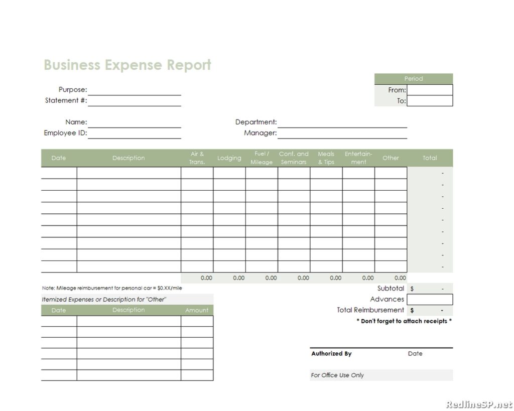 Excel Business Expense Report Template