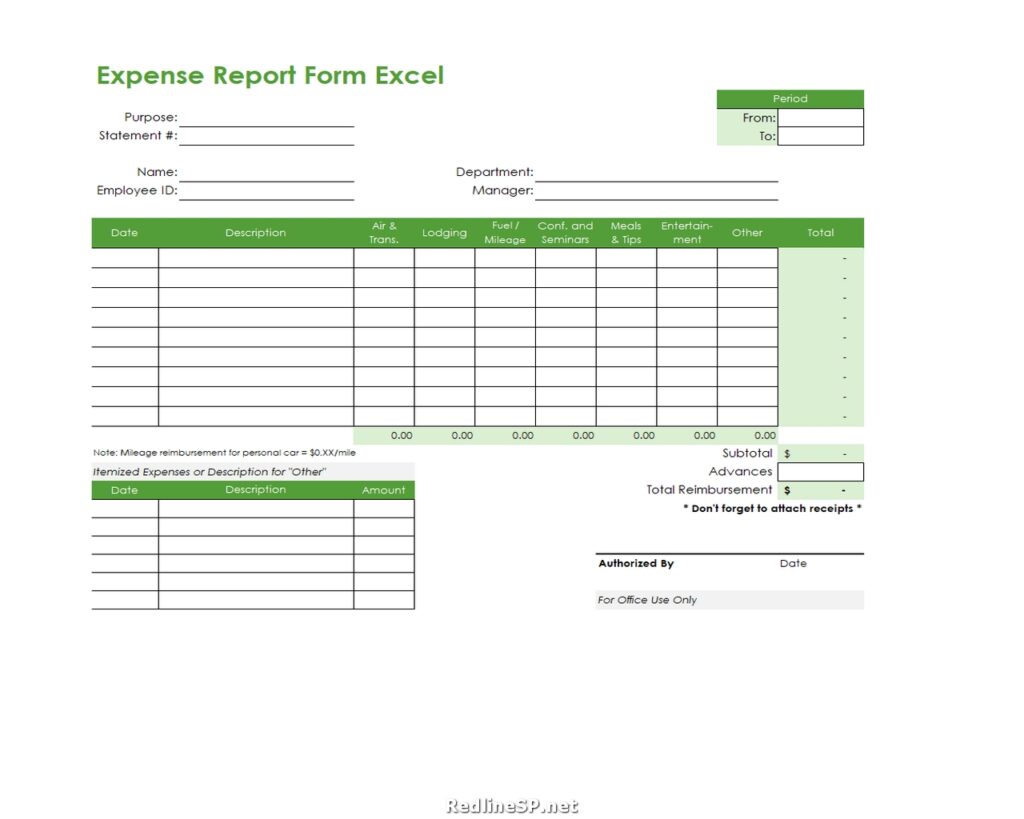 Expense Report Form Excel