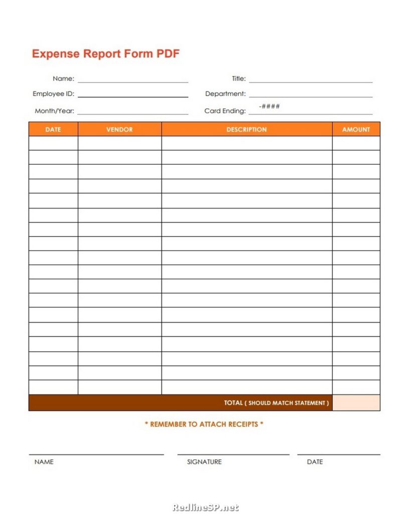 Expense Report Form Pdf