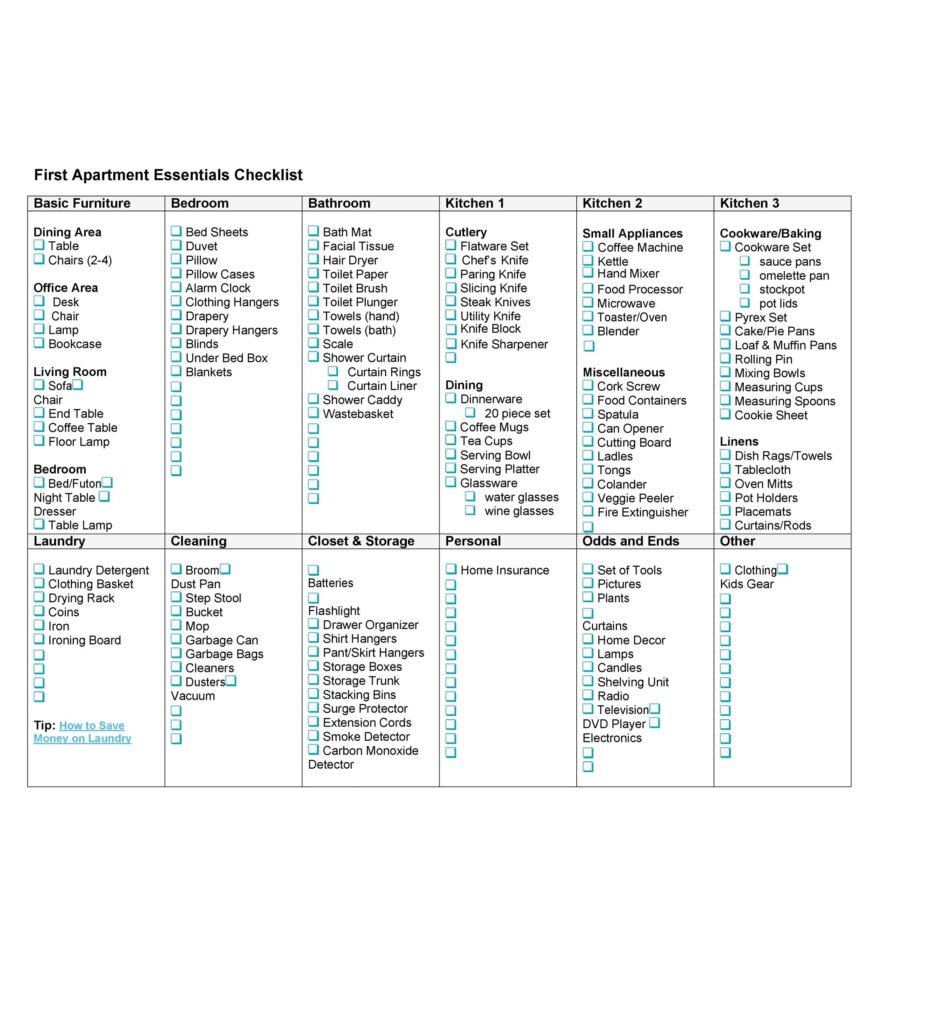 First Apartment Checklist 09