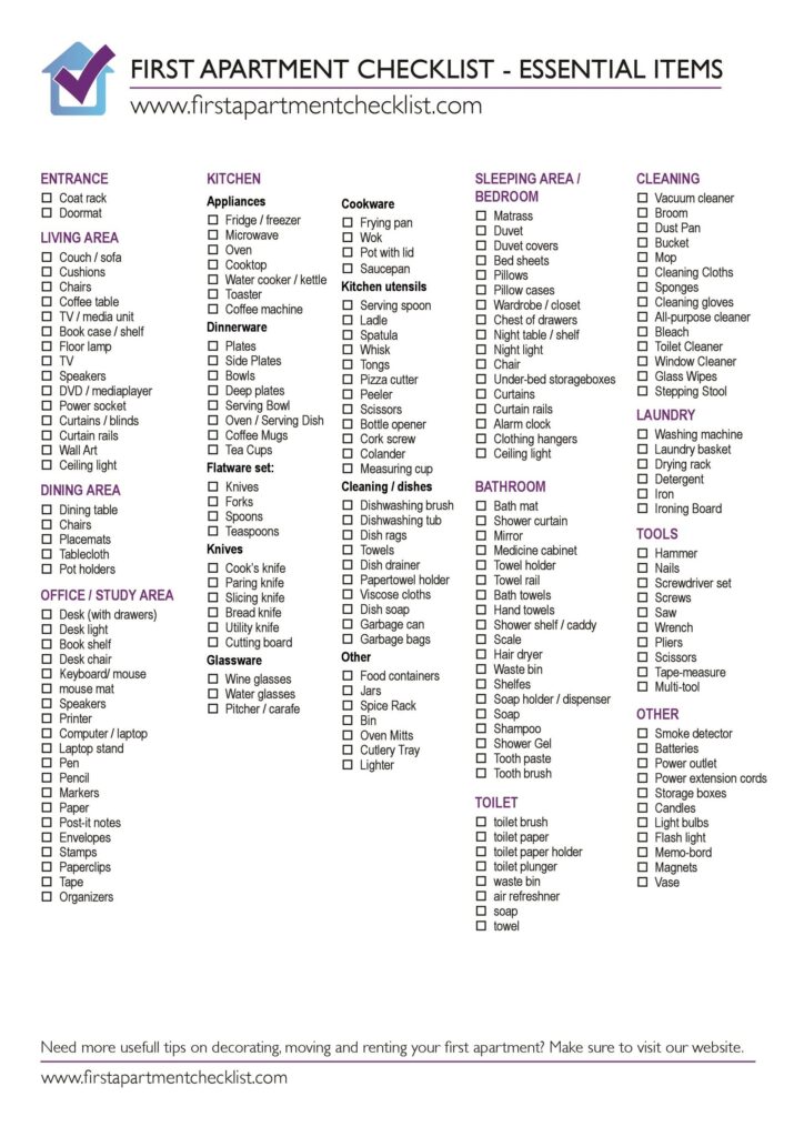 First Apartment Checklist 11