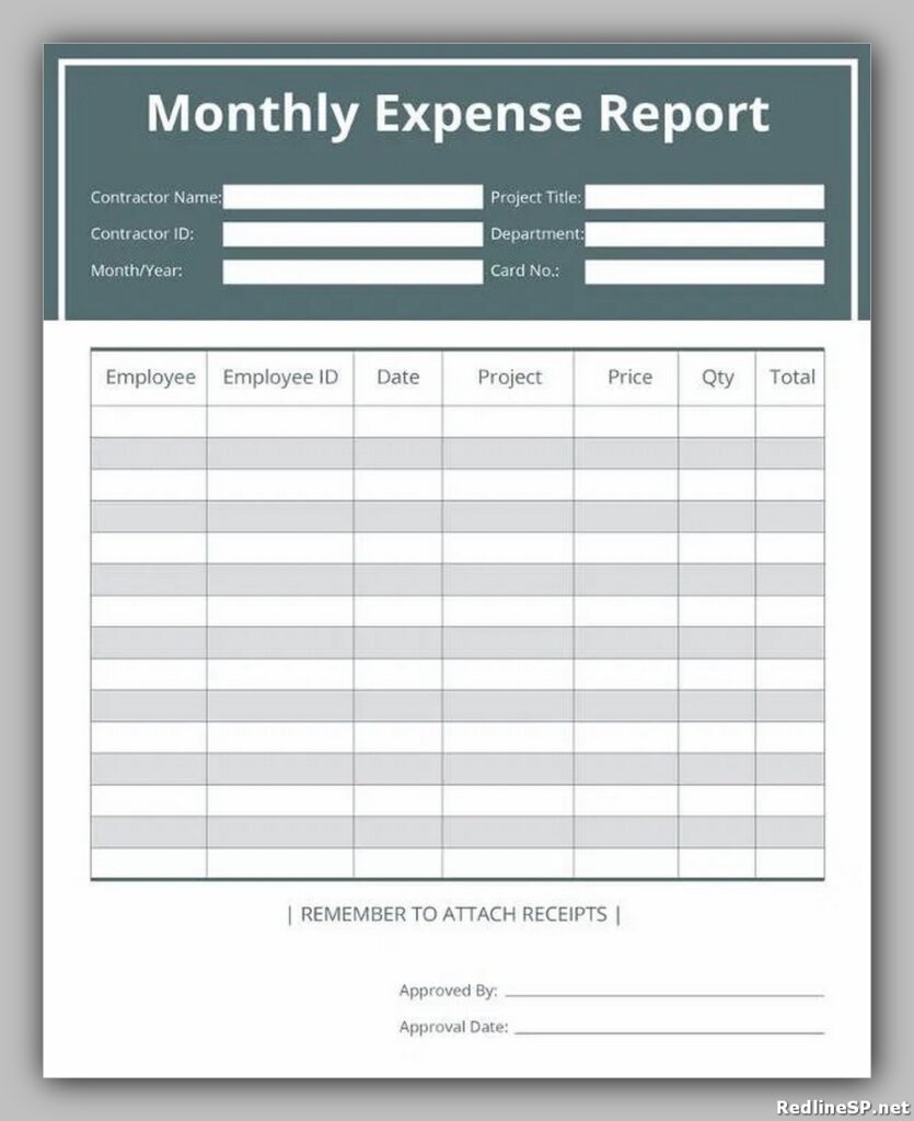 Free Contractor Expense Report Template