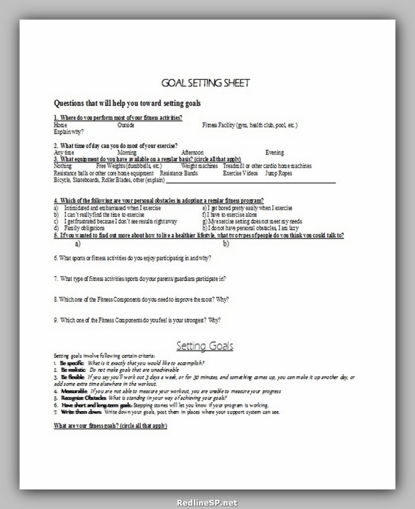 Goal Setting Worksheet 28