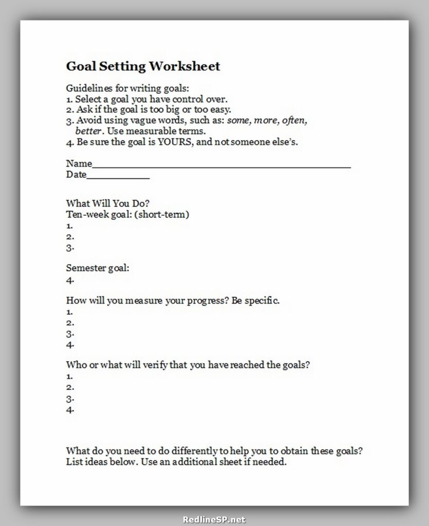 Goal Setting Worksheet 37