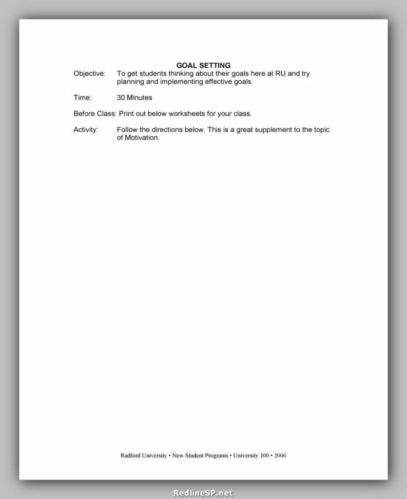 Goal Setting Worksheet Free 14