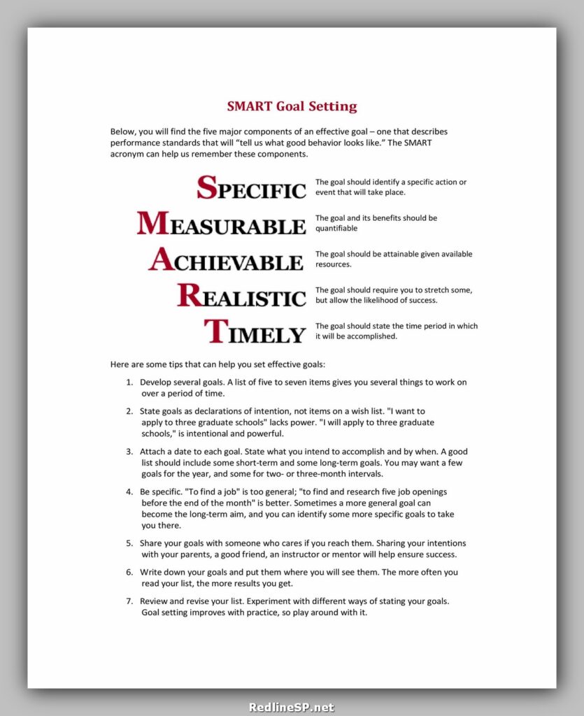 Goal Setting Worksheet Free 16