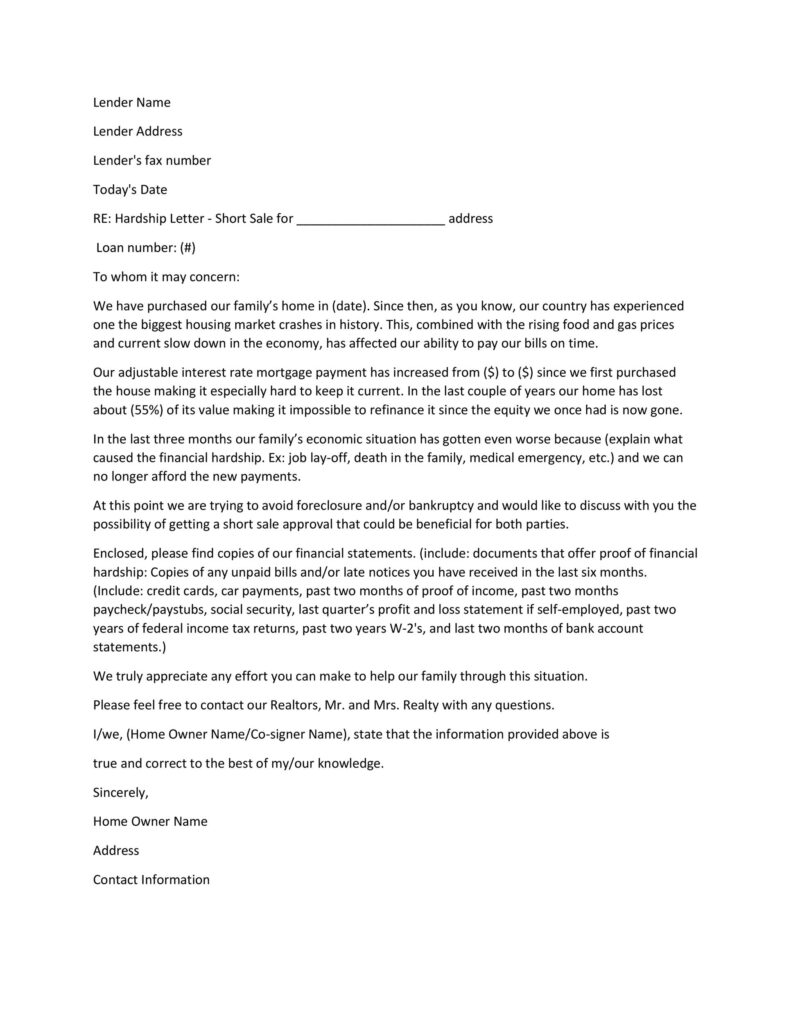 Hardship Letter Template 28