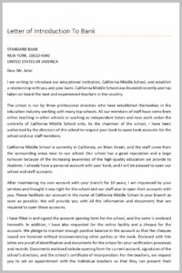 how to write introduction letter to bank