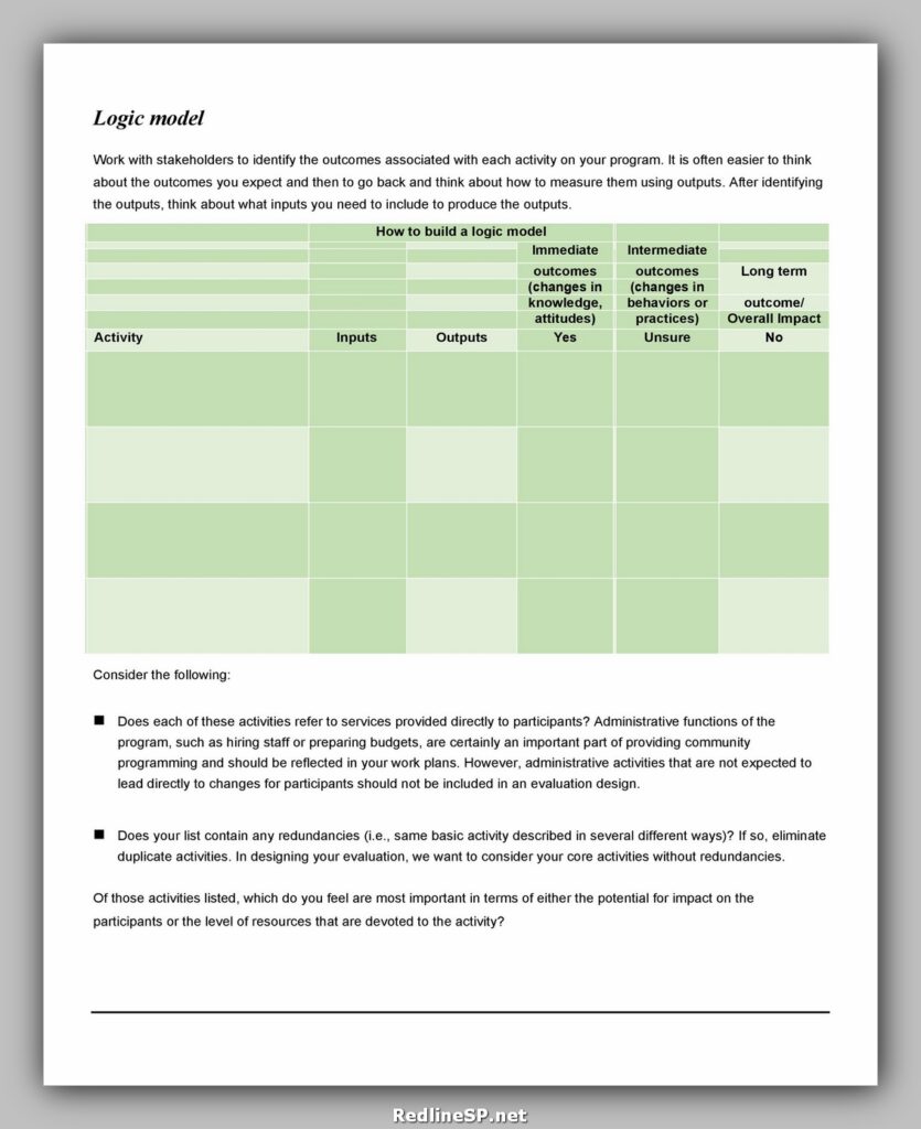 Logic Model Template 16