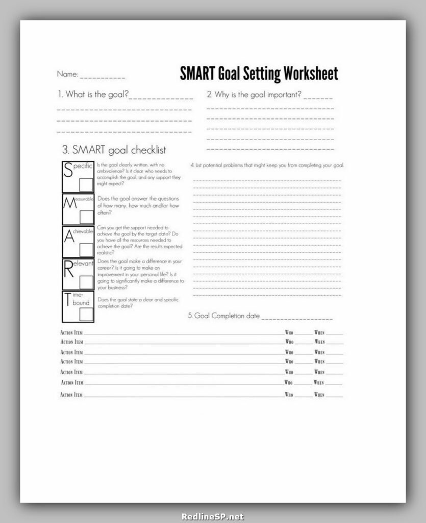 MART Goal Setting Worksheet