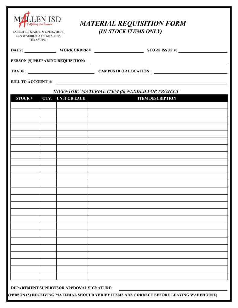 Material Requisition Form 40