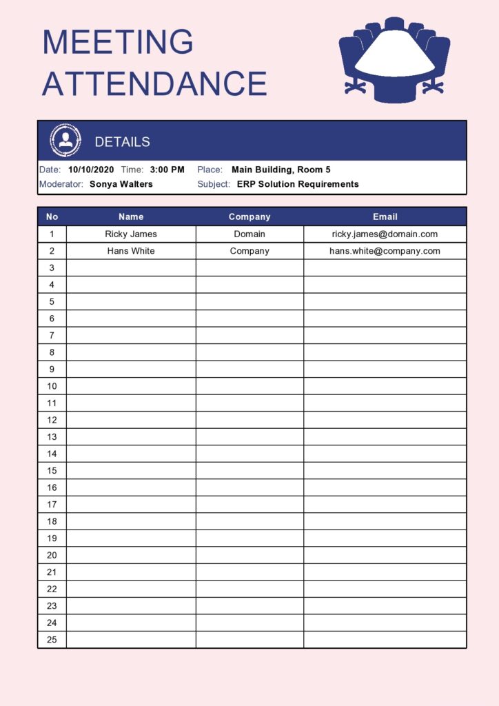 Meeting Attendance Sheet